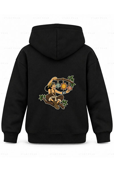 SVART WEAR Μαύρο παιδικό φούτερ με κουκούλα One Piece Usopp Denge Mobilesi με...