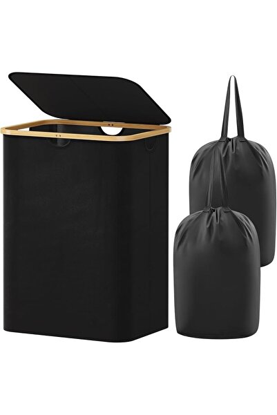 Lifewit Collapsible Laundry Basket with Lid, Laundry Hamper with Bamboo Handl...