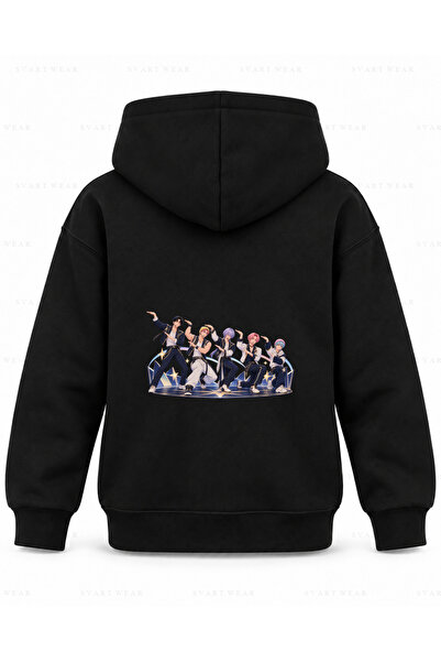SVART WEAR Hanorac cu glugă pentru copii Saja Boys Wave Dance, negru, imprimat