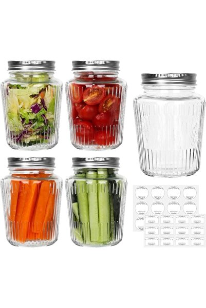 NALACAL 4-Pack Vintage 500ml Glass Mason Jars with Lids – Ideal Canning and P...
