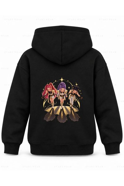 SVART WEAR Huntr X Son Nota Printed Black Kids' Hooded Sweatshirt