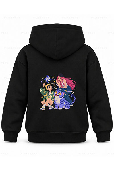 SVART WEAR KPop Demon Hunters majica sa kapuljačom za decu sa printom vetrovl...