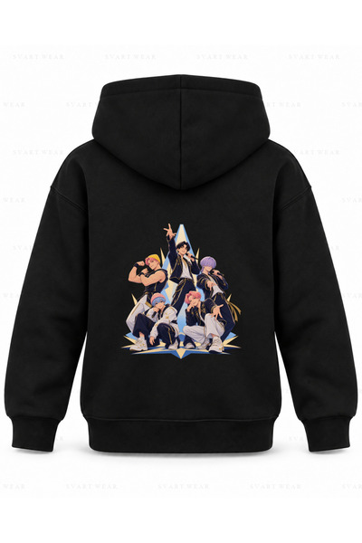 SVART WEAR Saja Boys Final Pozu Printed Black Children's Hooded Sweatshirt