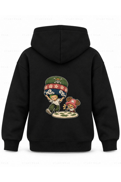 SVART WEAR Μαύρο παιδικό φούτερ με κουκούλα One Piece Three Cushions Balance