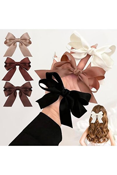 SYOSI 6PCS Small Hair Bows Clips for Women and Girls, Soft Satin Ribbon Non-S...