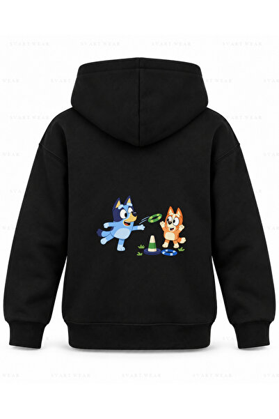 SVART WEAR Детски черен суичър с качулка с принт Bluey Ring Target