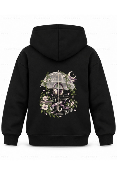 SVART WEAR Hanorac negru cu glugă pentru copii, cu imprimeu Rain Dinleti BTS