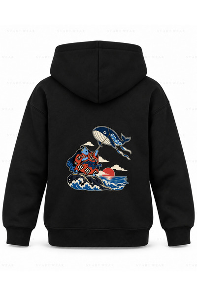 SVART WEAR One Piece Jinbe Kite majica sa kapuljačom za decu, crna