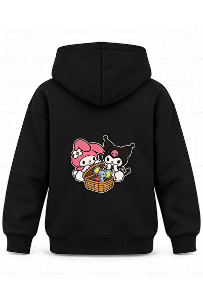 SVART WEAR My Melody & Kuromi Basket Surprise Printed Black Children's Hooded...