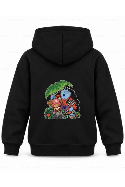 SVART WEAR One Piece Jinbe Leaf Shadow printana crna dječja majica sa kapuljačom