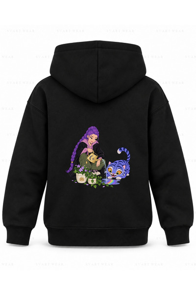 SVART WEAR KPop Demon Hunters Crna dečija majica sa kapuljačom sa duginim pri...