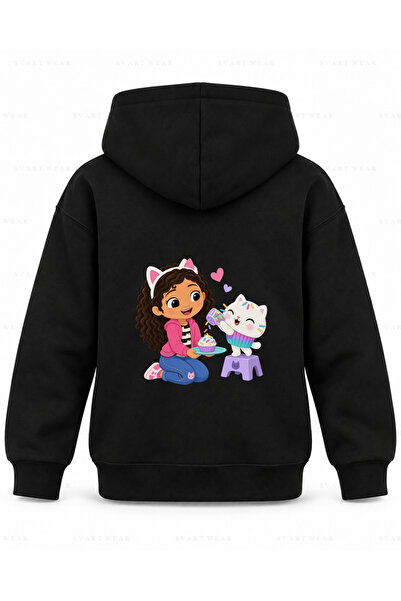 SVART WEAR Детски черен суичър с качулка с щампа  "Дъжд от змии " от Куклена ...