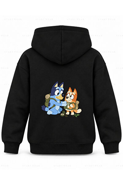 SVART WEAR Μπλούζα με κουκούλα για παιδιά με στάμπα Bluey Explorer Badge σε μ...