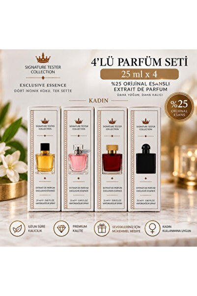 Signature Tester Collection 4’lü Kadın Parfüm Seti 25 ml x 4 – 4 İkonik Koku,...