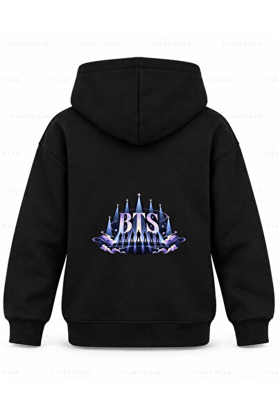 SVART WEAR Μαύρο παιδικό φούτερ με κουκούλα με στάμπα BTS Stage Horizon