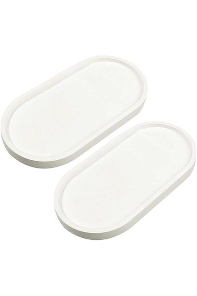 Hannea ® 2Pcs Ceramic Vanity Trays- Jewelry Tray Bathroom Organizer Oval Cera...