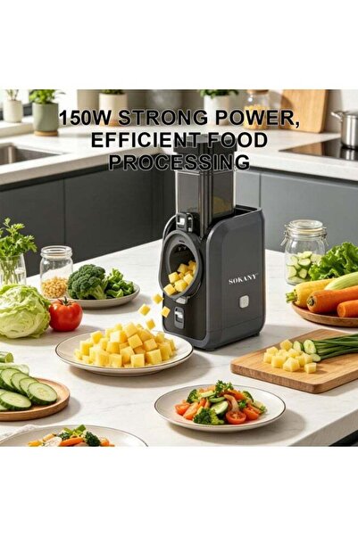 SOKANY 150W Electric Vegetable Chopper & Cutter, 6 Interchangeable Blades wit...