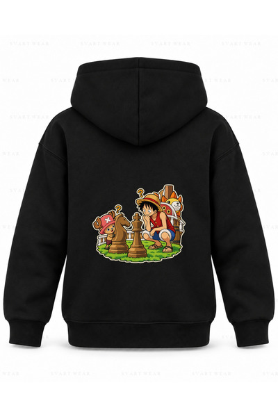 SVART WEAR One Piece Sunny Deck šahovska majica sa kapuljačom za decu, crna