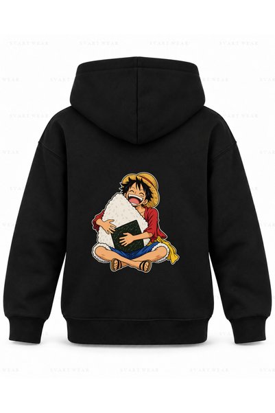 SVART WEAR Hanorac cu glugă pentru copii, negru, cu imprimeu One Piece Giant ...