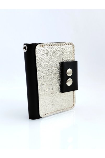 LUNA LUSTER Genuine Leather Purple Glitter Gold Detailed Women's Card Holder & Wallet