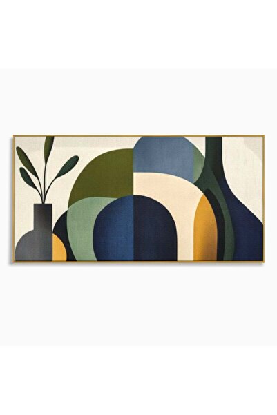 Luxcanva Tablou Canvas Siluete Vegetale 120x60 cm cu Rama Auriu Siluete Veget...
