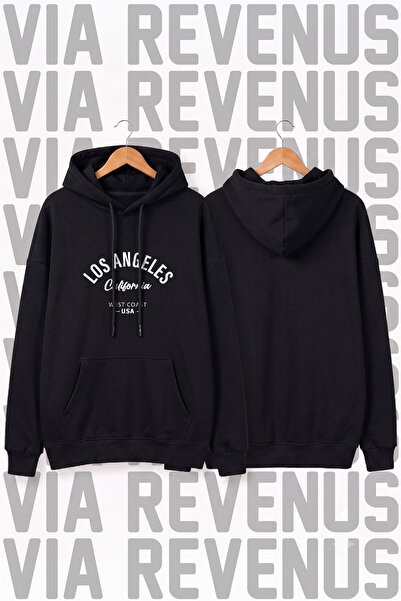 Vordevia Los Angeles - California Printed Unisex Wide Fit Hoodie Sweatshirt -...