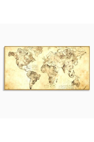 Luxcanva Tablou Canvas Atlasul Renasterii 140x70 cm cu Rama Auriu Atlasul Ren...