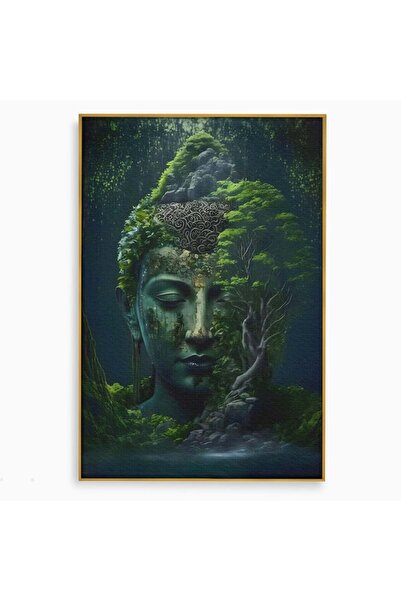 Luxcanva Tablou Canvas Forest Covering Buddha 70x100 cm cu Rama Auriu Forest ...