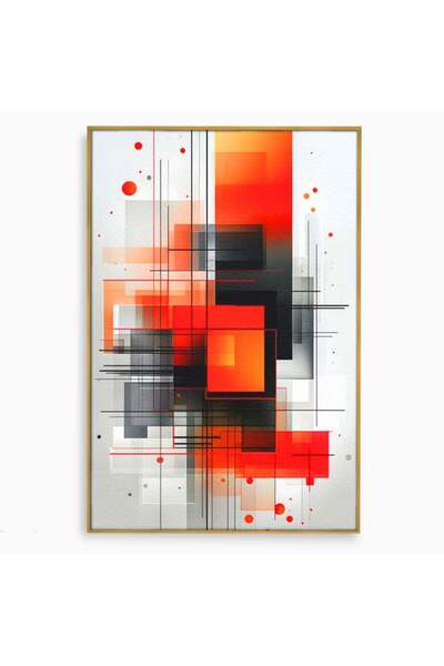 Luxcanva Tablou Canvas Metropola In Rosu 50x70 cm cu Rama Auriu Metropola In ...