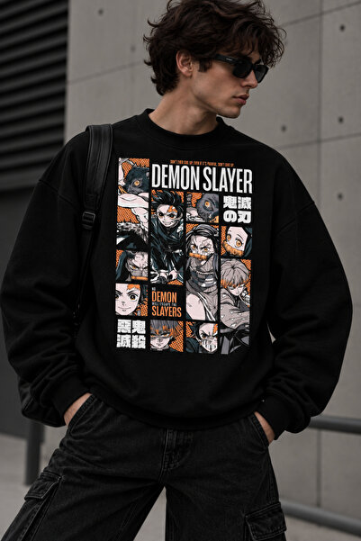 Dupe Design Demon Slayer Kimetsu No Yaiba Karakter Printed Unisex Oversize Bl...