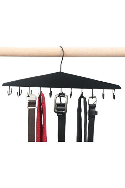 Generic Belt Hanger for Wardrobe 22 Hooks Wooden Portable Tie Rack Storage