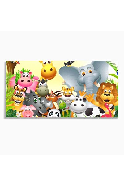 Luxcanva Tablou Canvas Prietenii Veseli din Jungla 100x50 cm pe Sasiu Lemn Pr...