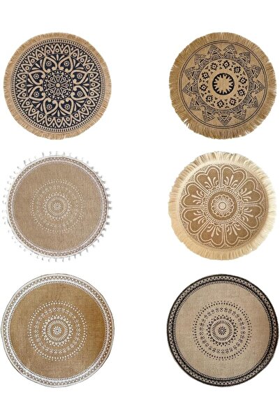 Bssowe Round Placemats 38 cm Cotton Placemats for Dining Table Set of 6