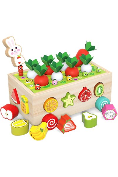 Arabest Toddlers Montessori Wooden Educational Toys,7-in-1 Carrots Harvest & ...