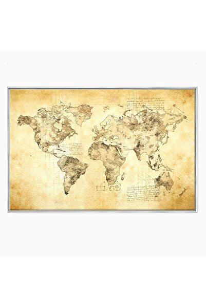 Luxcanva Tablou Canvas Atlasul Renasterii 70x50 cm cu Rama Argintiu Atlasul R...