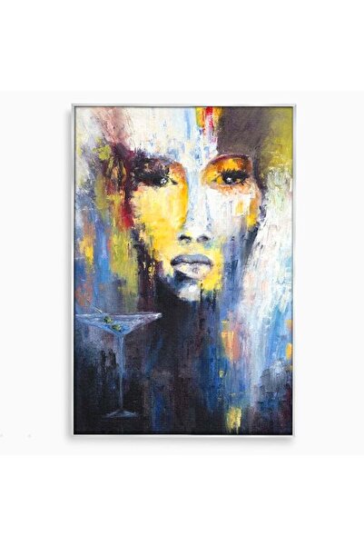 Luxcanva Tablou Canvas Femeia cu Martini 40x60 cm cu Rama Argintiu Femeia cu ...