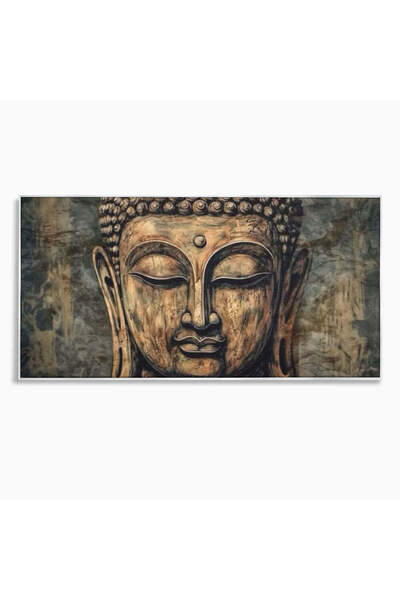 Luxcanva Tablou Canvas Calm Interior 120x60 cm cu Rama Argintiu Buddha Zen Ec...