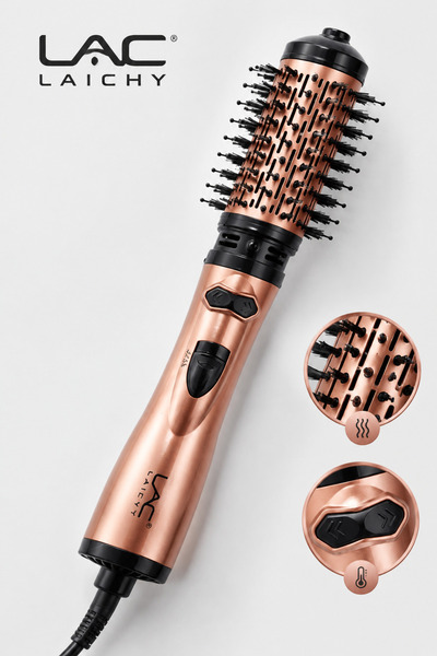 LAC Hot Air Brush, Rose Gold Ionic Hair Styler Brush with Adjustable Temperat...