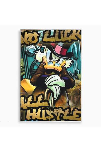 Luxcanva Tablou Canvas Scrooge McDuck 40x60 cm cu Rama Argintiu Scrooge McDuc...