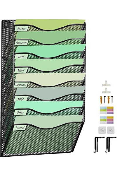 GENERAL 8 Tier Mesh Wall File Organizer, Medium Net Vertical Hanging File Org...