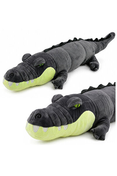 LEAN Jucărie de pluș crocodil gri realistă, de îmbrățișat, 90 cm