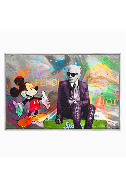 Luxcanva Tablou Canvas Prietenii lui Mickey 120x80 cm cu Ramă Argintie Desene...