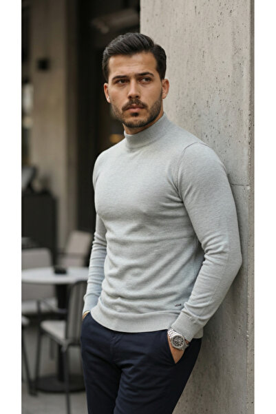 MYSSHOES Men's Half Turtleneck Cotton Knitwear