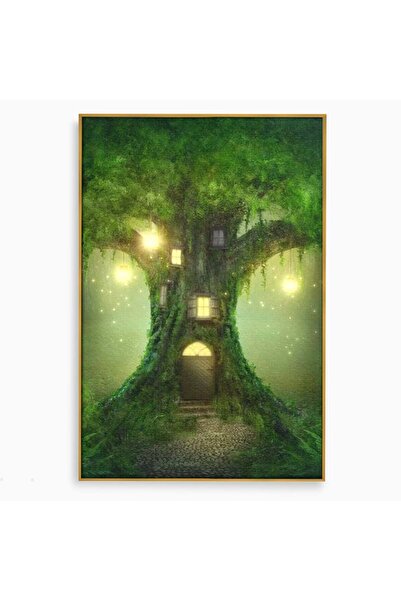 Luxcanva Tablou Canvas Copacul Viselor 100x150 cm cu Rama Auriu Copacul Visel...