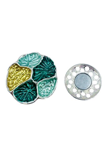 PRAVALIA CU SURPRIZE Broșă magnetică, PRAVALIA CU SURPRIZE, mozaic verde/auriu, 4,5 cm