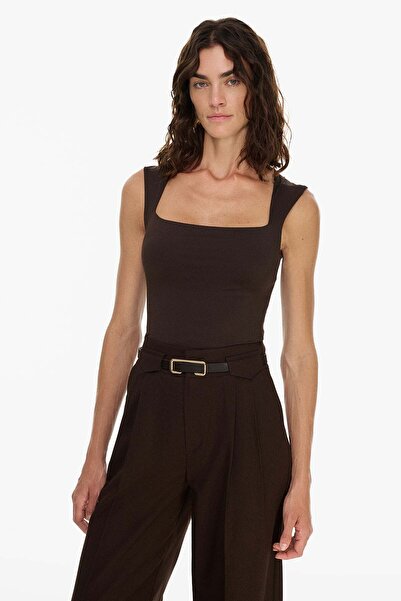 VATKALI Kare yaka kalın askılı bodysuit