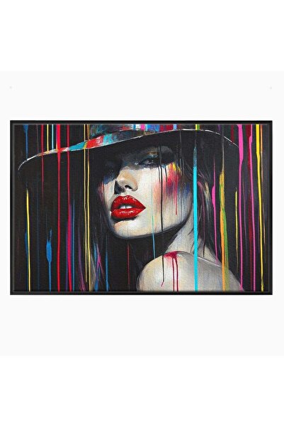 Luxcanva Tablou Canvas Drama Culorilor 60x40 cm cu Rama Negru Drama Culorilor...