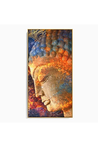 Luxcanva Tablou Canvas Profilul lui Buddha 50x100 cm cu Rama Auriu Zen Linist...