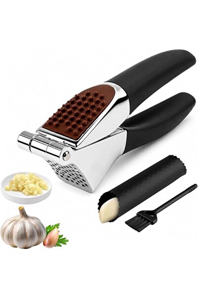GENERAL HOMFTY Garlic Press Set – Heavy Duty Stainless Steel Garlic Mincer & ...