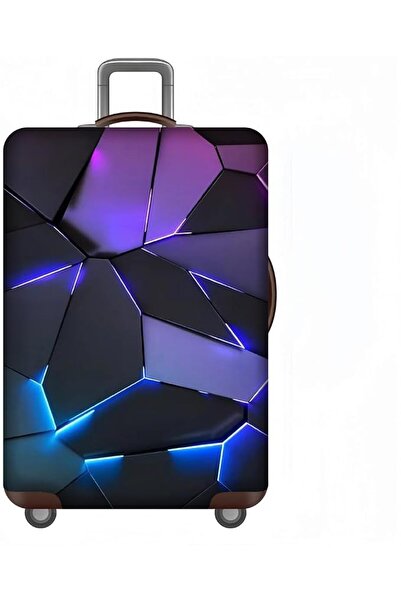 GENERAL Suitcase Protector with 3D Geometric Neon Line Design - Elastic Lugga...